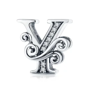 (kép) PANDORA Csillogó pavé virág Y betű Charm - BSC030-Y