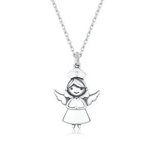 (kép) PANDORA típusú angyal fehérben - ápoló collier nyaklánc - SCN425