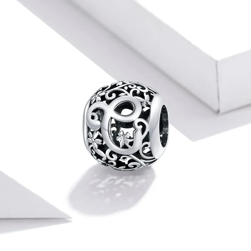 (kép) PANDORA típusú áttört mintás virág betű c charm - SCC1444-C - Megtekintés 2