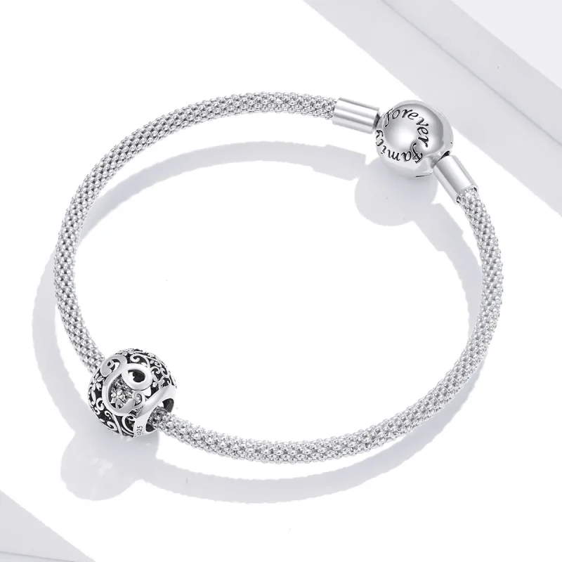 (kép) PANDORA típusú áttört mintás virág betű c charm - SCC1444-C - Megtekintés 3