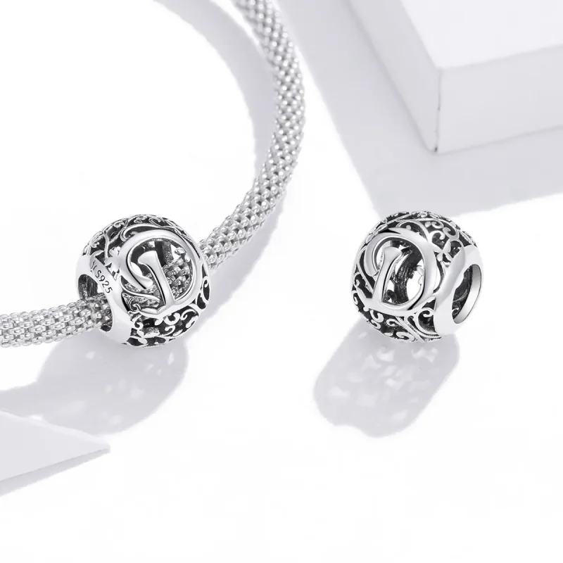 (kép) PANDORA típusú áttört mintás virág betű d charm - SCC1444-D - Megtekintés 4