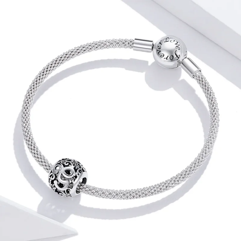 (kép) PANDORA típusú áttört mintás virág betű g charm - SCC1444-G - Megtekintés 3