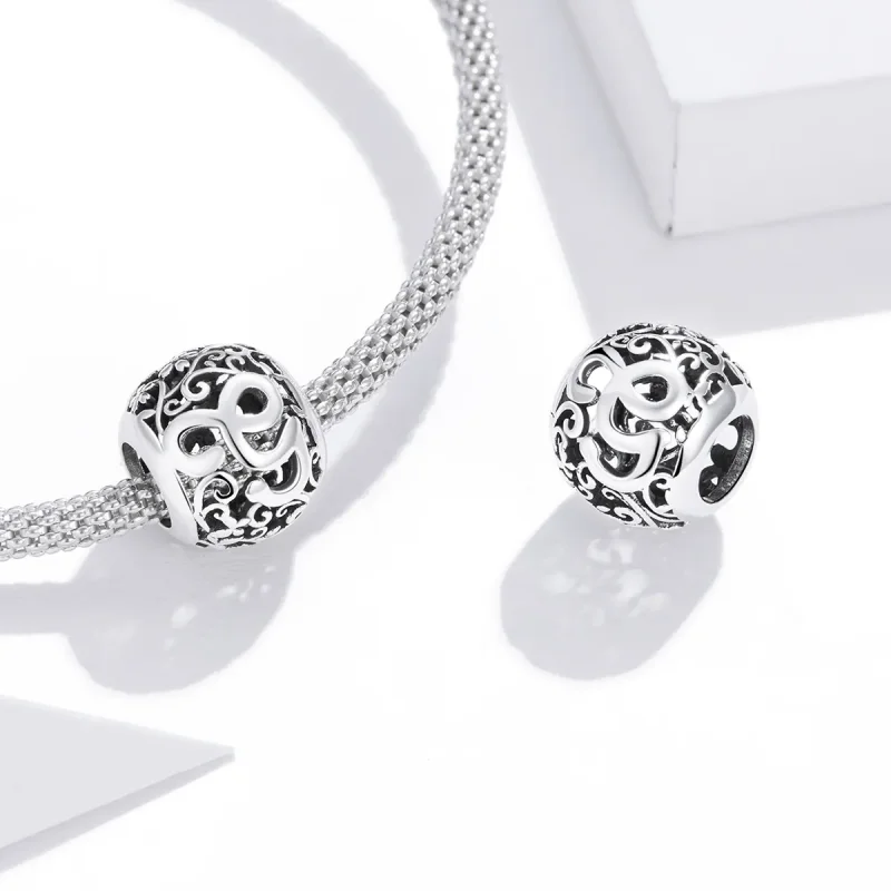 (kép) PANDORA típusú áttört mintás virág betű g charm - SCC1444-G - Megtekintés 4