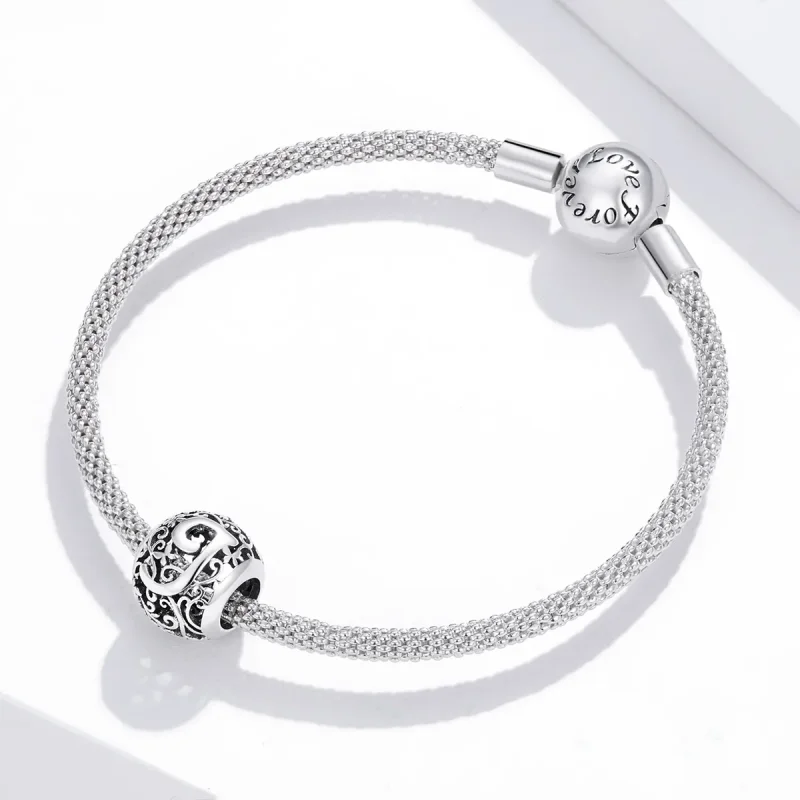 (kép) PANDORA típusú áttört mintás virág betű j charm - SCC1444-J - Megtekintés 3