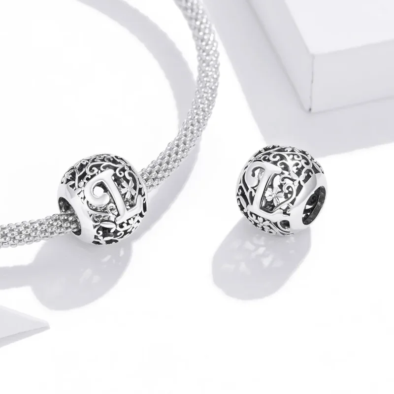(kép) PANDORA típusú áttört mintás virág betű l charm - SCC1444-L - Megtekintés 4