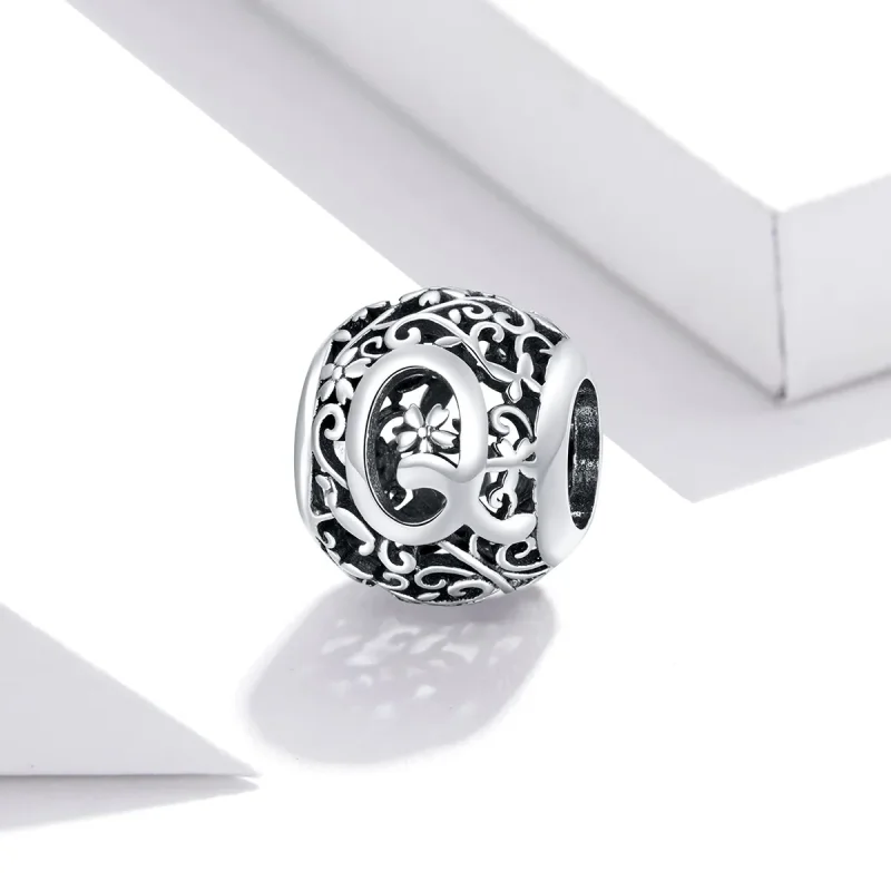 (kép) PANDORA típusú áttört mintás virág betű q charm - SCC1444-Q - Megtekintés 2