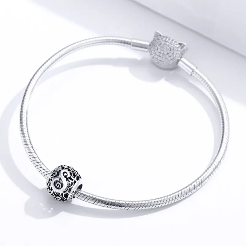 (kép) PANDORA típusú áttört mintás virág betű s charm - SCC1444-S - Megtekintés 3