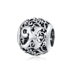 (kép) PANDORA típusú áttört mintás virág betű x charm - SCC1444-X