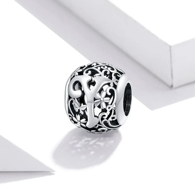 (kép) PANDORA típusú áttört mintás virág betű y charm - SCC1444-Y - Megtekintés 2