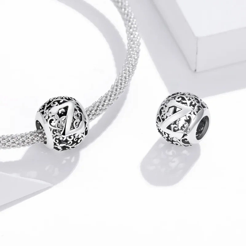 (kép) PANDORA típusú áttört mintás virág betű z charm - SCC1444-Z - Megtekintés 4