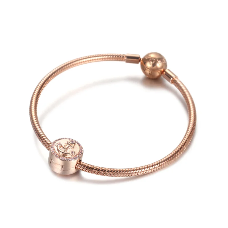 (kép) PANDORA Csillogó rózsaszín horgony Klip Charm - 789019C01 - Megtekintés 6