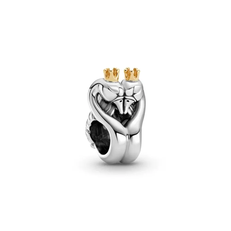 (kép) PANDORA kéttónusú hattyúk & szív charm - 799315C00