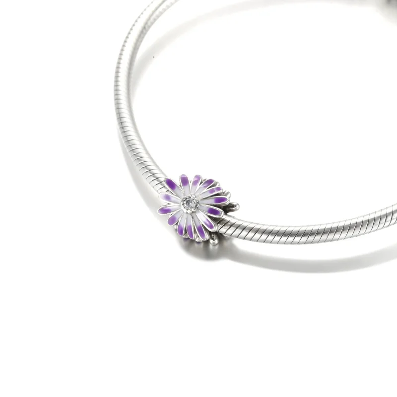 (kép) PANDORA Lila százszorszép charm 798775C02 - Megtekintés 5