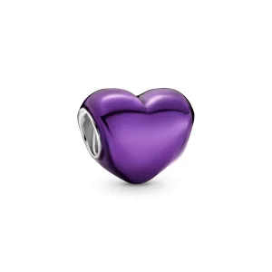 (kép) PANDORA metál hatású lila szív charm 799291C01