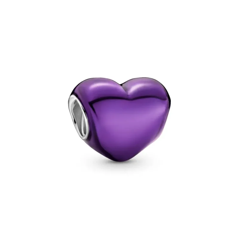 (kép) PANDORA metál hatású lila szív charm 799291C01