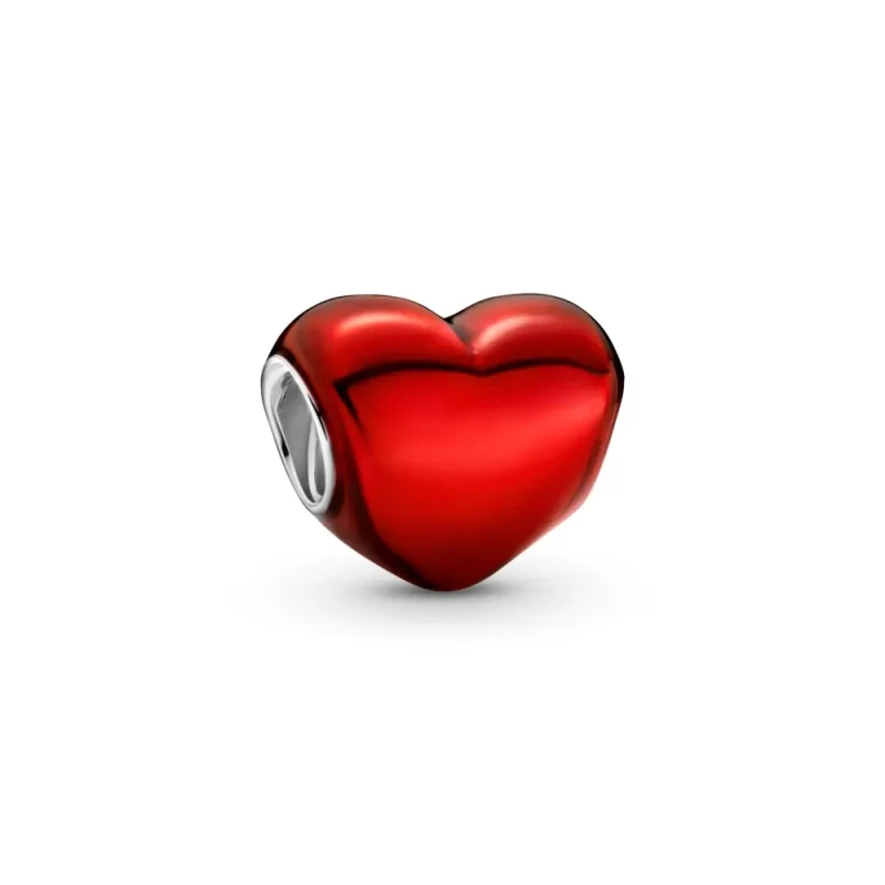 (kép) PANDORA metál hatású piros szív charm 799291C02
