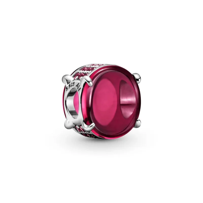 (kép) PANDORA ovális fukszia rózsaszín cabochon charm 799309C01