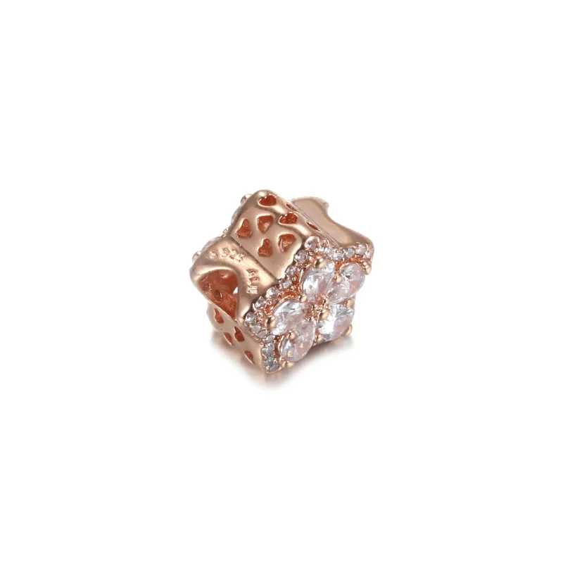 (kép) PANDORA rozé szikrázó hópehely pavé charm - 789224C01 - Megtekintés 2