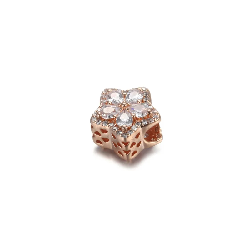 (kép) PANDORA rozé szikrázó hópehely pavé charm - 789224C01 - Megtekintés 3