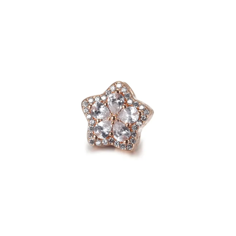 (kép) PANDORA rozé szikrázó hópehely pavé charm - 789224C01 - Megtekintés 4