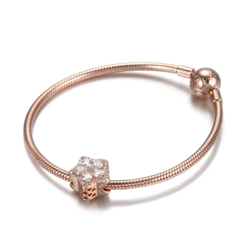 (kép) PANDORA rozé szikrázó hópehely pavé charm - 789224C01 - Megtekintés 5