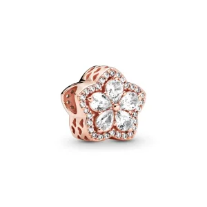 (kép) PANDORA rozé szikrázó hópehely pavé charm - 789224C01
