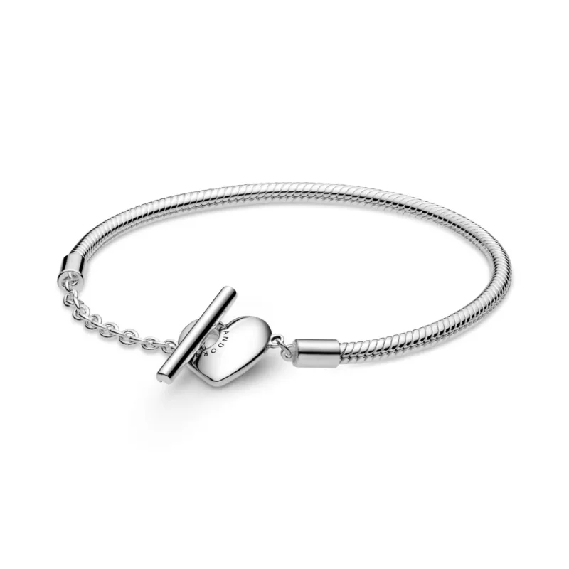 (kép) PANDORA szíves T-kapcsos karkötő - 599285C00-16