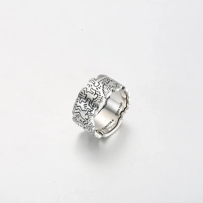 (kép) Keith Haring™ x Pandora Line Art Love & People Wide Ring - 192222C01 - Megtekintés 3