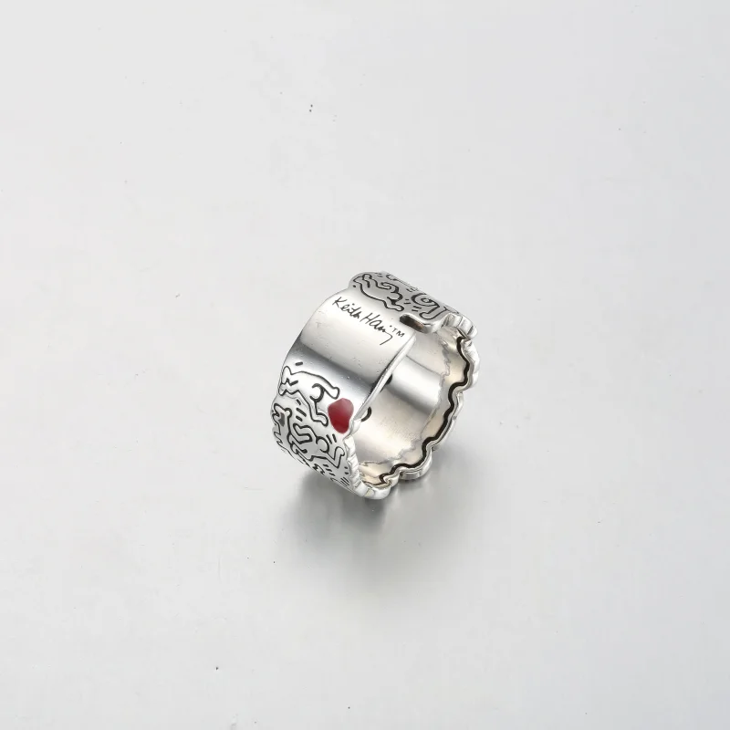 (kép) Keith Haring™ x Pandora Line Art Love & People Wide Ring - 192222C01 - Megtekintés 4