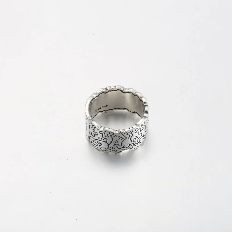 (kép) Keith Haring™ x Pandora Line Art Love & People Wide Ring - 192222C01 - Megtekintés 5