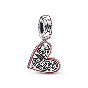 Keith Haring™ x Pandora Line Art People Heart Dangle Charm - 792215C01 (kép) Keith Haring™ x Pandora Line Art People Heart Dangle Charm - 792215C01