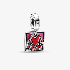 (kép) Keith Haring™ x Pandora Walking Heart Double Dangle Charm - 792216C01