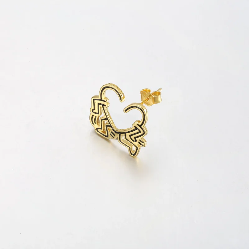 (kép) Keith Haring™ x Pandora Walking Heart Stud Earring - 262221C01 - Megtekintés 2