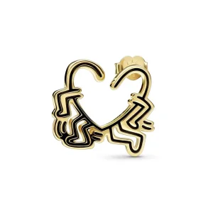 (kép) Keith Haring™ x Pandora Walking Heart Stud Earring - 262221C01