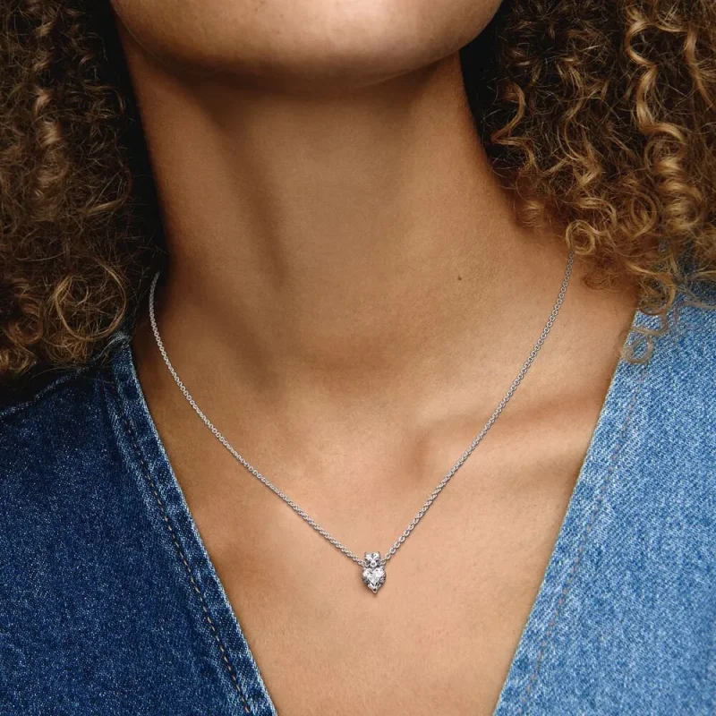 (kép) Pandora Dupla szív medálos szikrázó collier nyaklánc - 391229C01 - Megtekintés 6