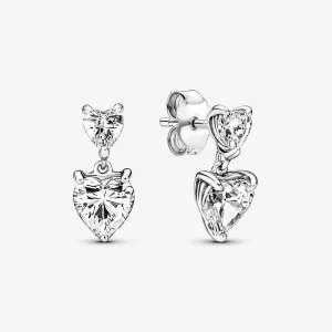 Pandora Dupla szív szikrázó gombfülbevaló - 291199C01 (kép) Pandora Dupla szív szikrázó gombfülbevaló - 291199C01