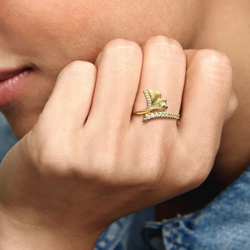 (kép) Pandora Ginkgo 14 karátos aranyozott gyűrű - 162444C01 - Megtekintés 6