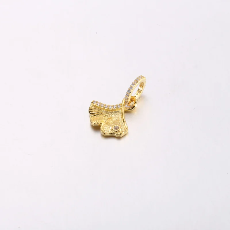 (kép) Pandora Ginkgo 14k gold-plated dangle with clear cubic zirconia - 762428C01 - Megtekintés 2