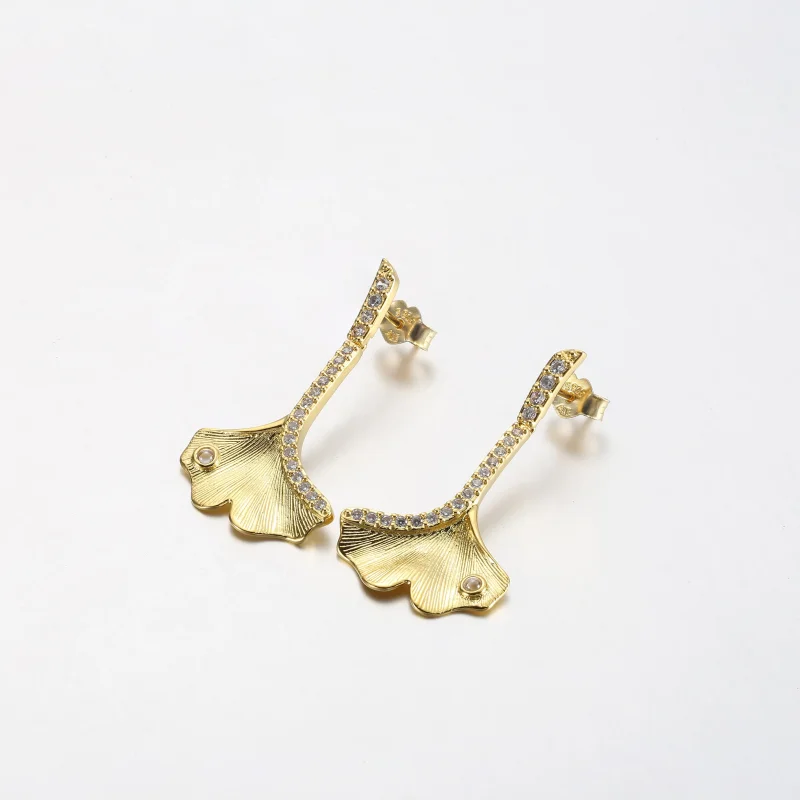 (kép) Pandora Ginkgo 14k gold-plated drop earrings - 262440C01 - Megtekintés 2