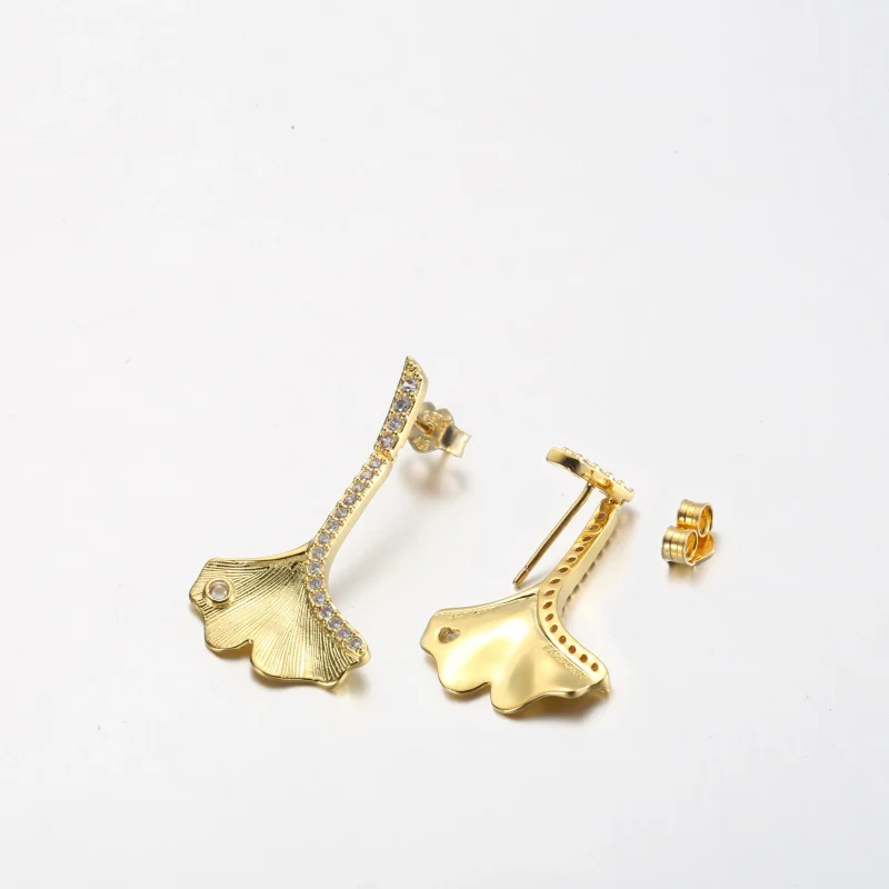 (kép) Pandora Ginkgo 14k gold-plated drop earrings - 262440C01 - Megtekintés 3