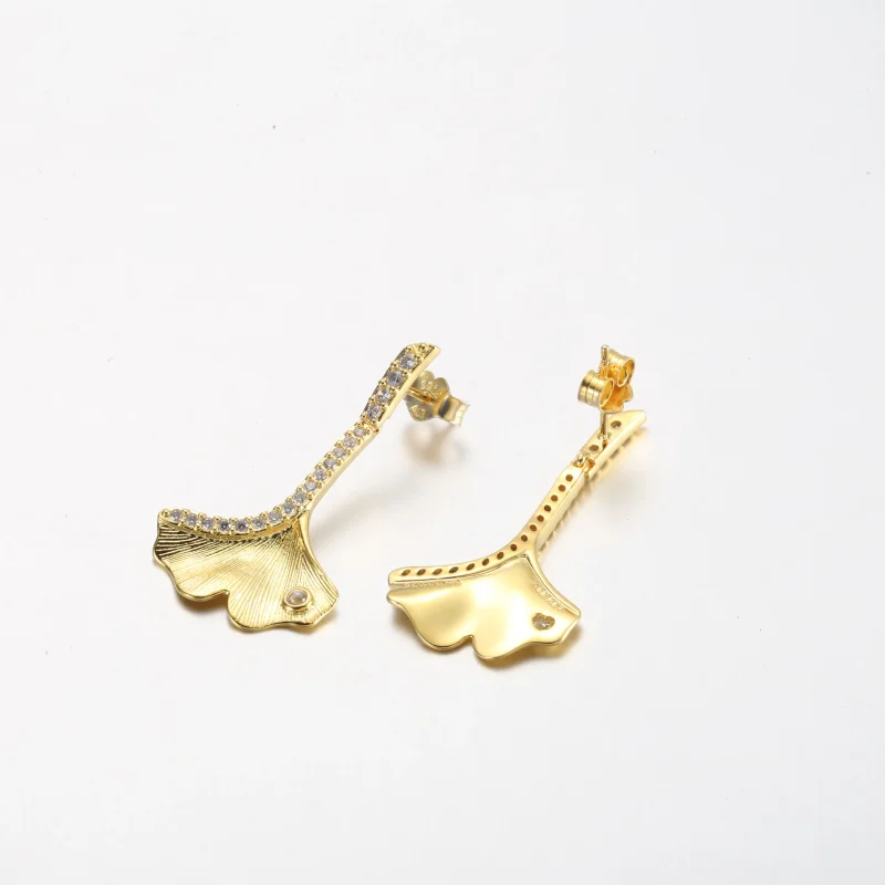 (kép) Pandora Ginkgo 14k gold-plated drop earrings - 262440C01 - Megtekintés 4