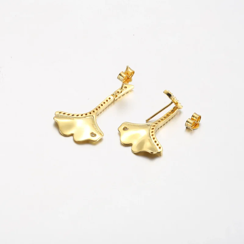 (kép) Pandora Ginkgo 14k gold-plated drop earrings - 262440C01 - Megtekintés 5