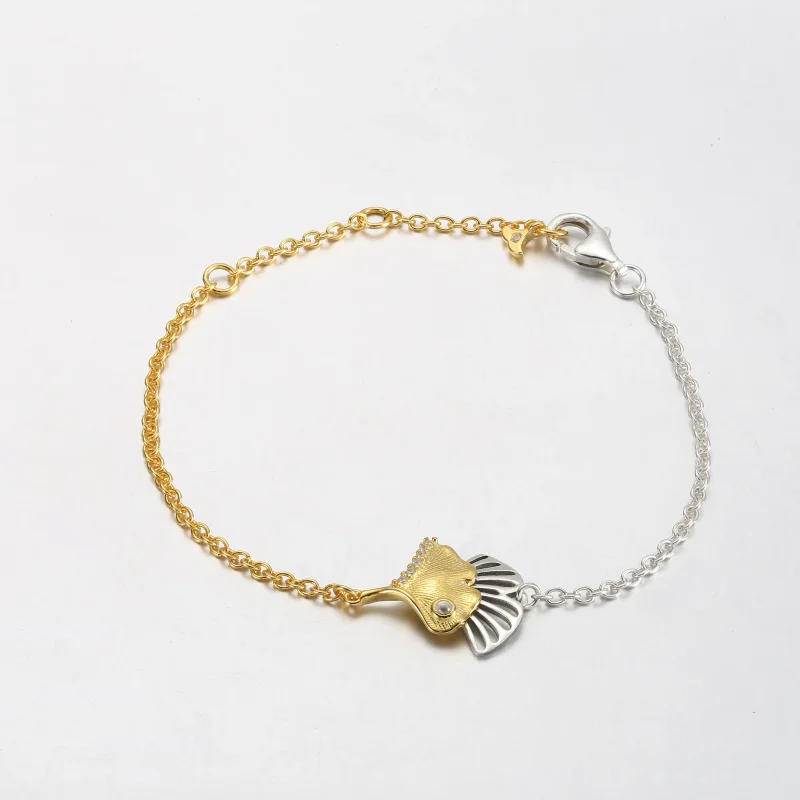 (kép) Pandora Ginkgo sterling ezüst és 14 karátos arannyal bevont lánckarkötő - 562427 - Megtekintés 2