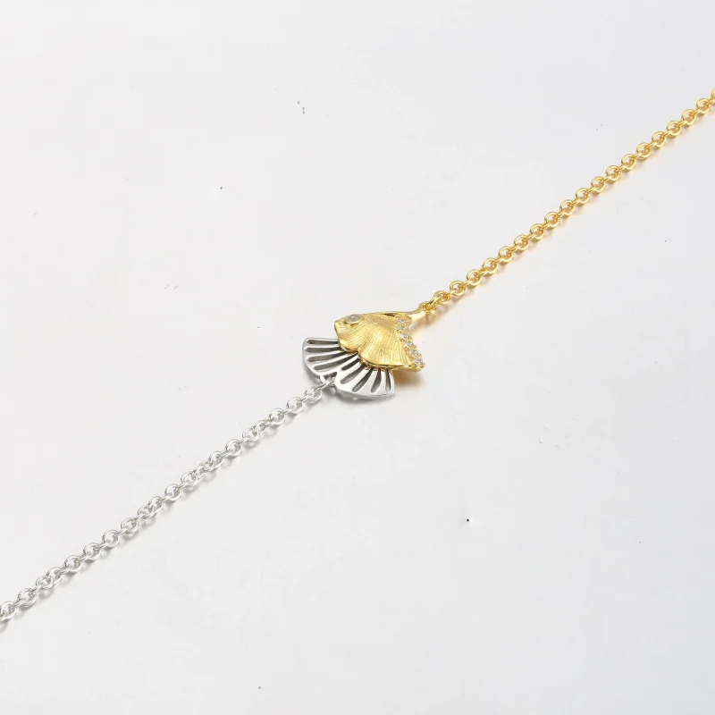 (kép) Pandora Ginkgo sterling ezüst és 14 karátos arannyal bevont lánckarkötő - 562427 - Megtekintés 3