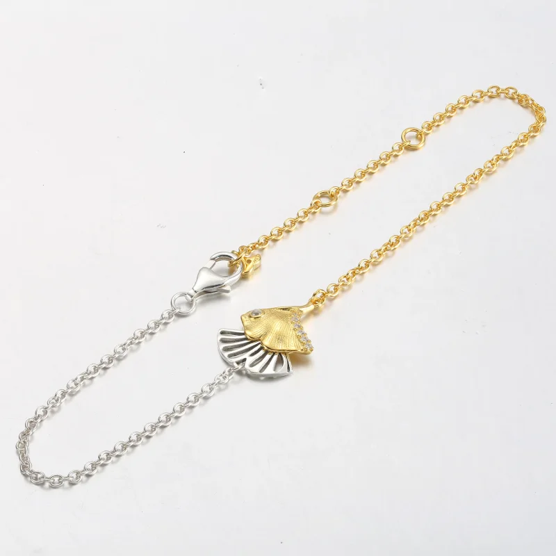 (kép) Pandora Ginkgo sterling ezüst és 14 karátos arannyal bevont lánckarkötő - 562427 - Megtekintés 5
