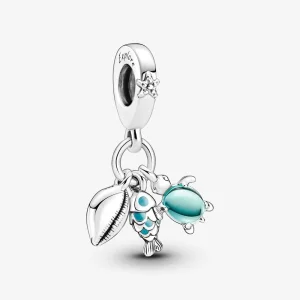 (kép) Pandora Hal, tengeri teknős és kagyló tripla függő charm - 791697C01
