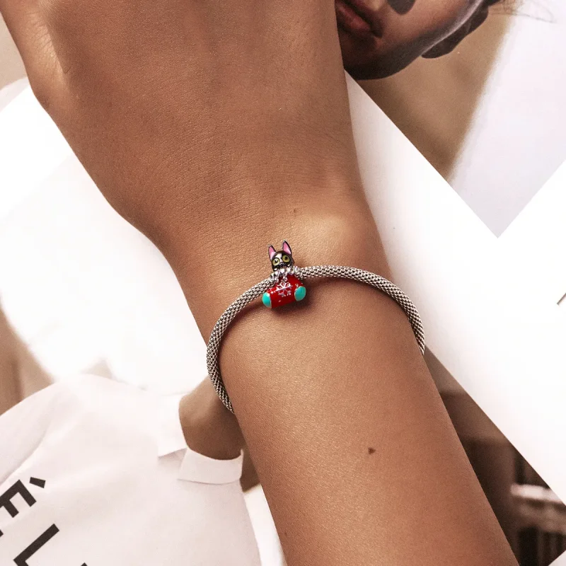 (kép) PANDORA Karácsonyi harisnyás cica Charm - SCC2036 - Megtekintés 5