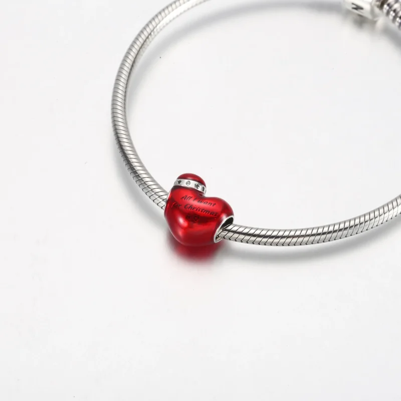 (kép) Pandora Metálpiros karácsonyi szív charm - 792336C01 - Megtekintés 5