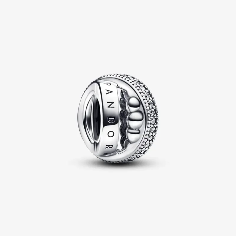 (kép) Pandora Moments logó pavé és gyöngy charm - 792317C01