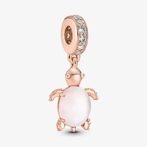 (kép) Pandora Muranói üveg rózsaszín tengeri teknős függő charm - 788939C01